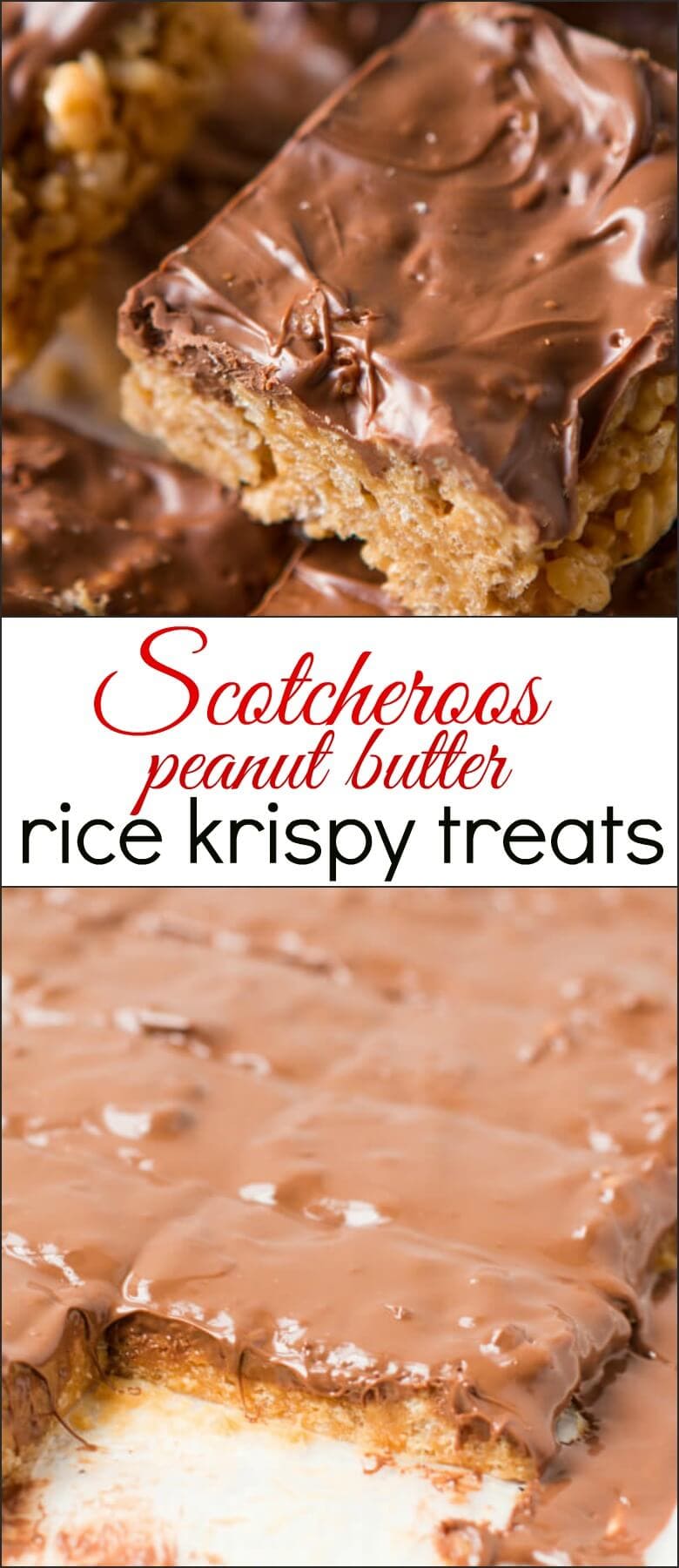 This scotcheroos rice krispy treats recipe is seriously such an addicting treat and it only takes a couple of ingredients to make it! peanut butter, rice krispies, butterscotch chips, chocolate chips
