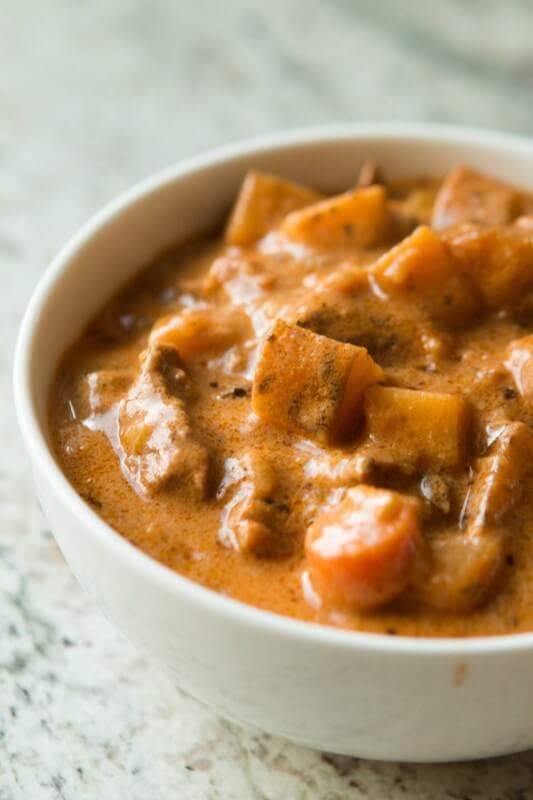Our absolute favorite, Mom's Fabulous slow cooker stew recipe! ohsweetbasil.com
