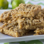 Key Lime Crumble bars. A buttery crust and topping with a creamy, tart lime center ohsweetbasil.com