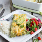 Carne asada enchiladas with the best avocado crema enchilada sauce ever. EV-ER. ohsweetbasil.com