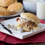 jimmy dean sausage gravy biscuits with fried chicken and bacon ohsweetbasil.com_-6