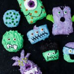 Halloween cookie #monsters are so much fun to make! Plus read the tips in the recipe about how to make different monsters with one easy tip #halloween ohsweetbasil.com