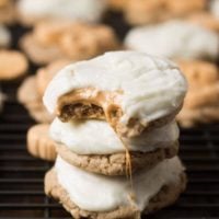These are going to be your new favorite holiday cookie!! Pumpkin Spice Marshmallow #cookies with only 4 ingredients and a cream cheese frosting! ohsweetbasil.com-6