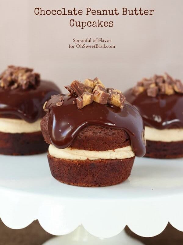 Chocolate Peanut Butter Cupcakes - are you drooling yet? Reese's peanut butter cups, chocolate ganache