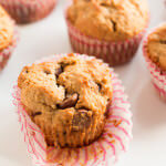 whole wheat biscoff banana muffins with chocolate chips! Our favorite muffin! ohsweetbasil.com