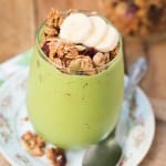 My favorite breakfast lately, protein green smoothie granola parfait ohsweetbasil.com vegetarian, dairy-free, gluten-free