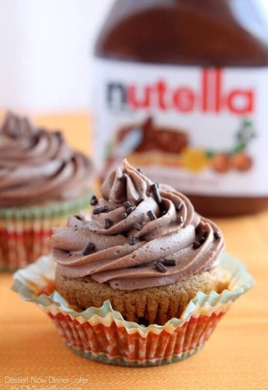 Pumpkin Cupcakes with Nutella Frosting