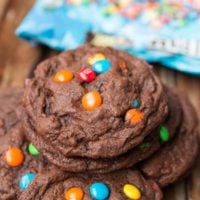 Oh my gosh, so addicting!! Chocolate M&M Cookies on ohsweetbasil.com
