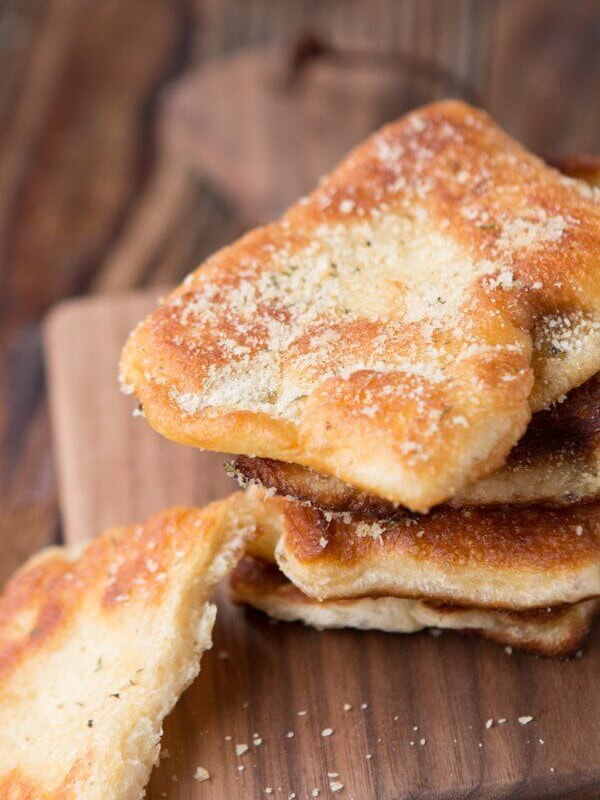 Easy Gralic Parmesan Fry Bread ohsweetbasil.com