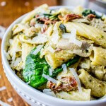 Pesto Chicken Pasta with Sun-Dried Tomatoes and Artichokes