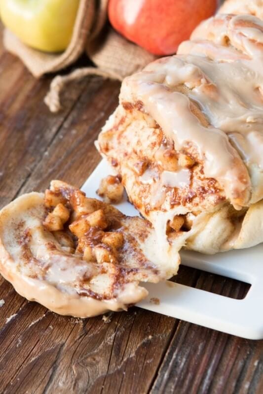 Apple Pie Pull Apart Bread with Maple Glaze ohsweetbasil.com