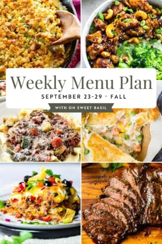 a graphic of six different photos of dinner recipes