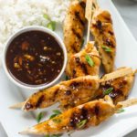 Asian Chicken Skewers with Honey Garlic Dipping Sauce