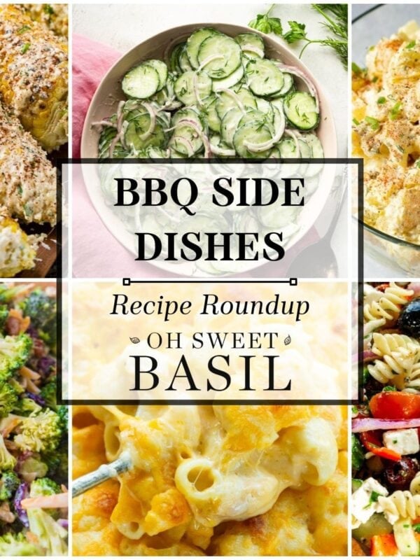 a collage of several popular bbq side dishs