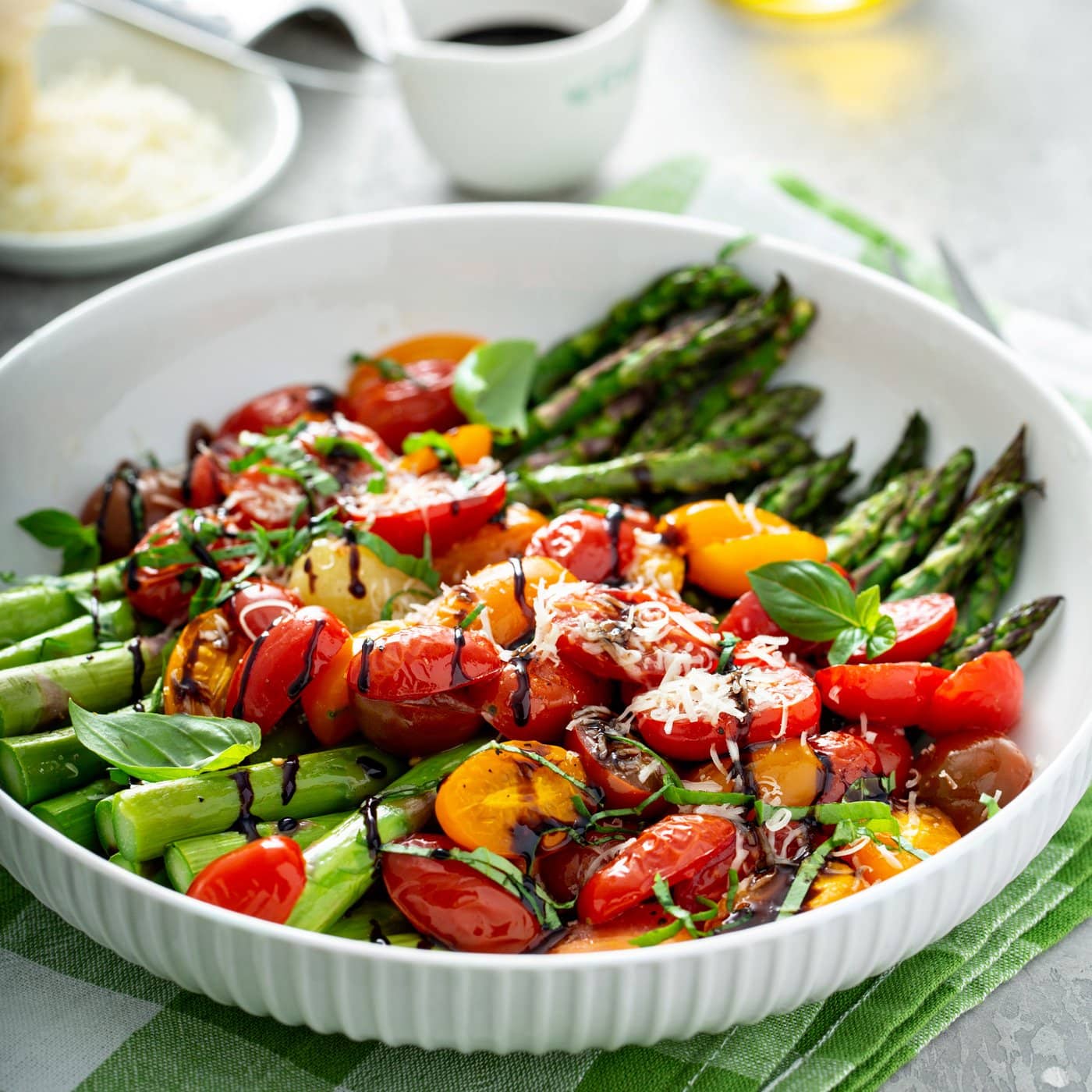 Balsamic Glazed Roasted Tomato and Asparagus