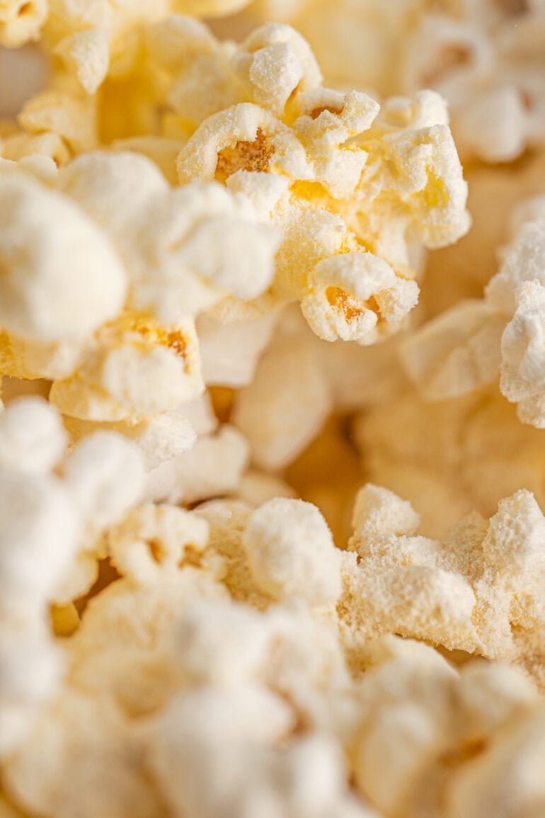 popped popcorn coated in caramel popcorn seasoning