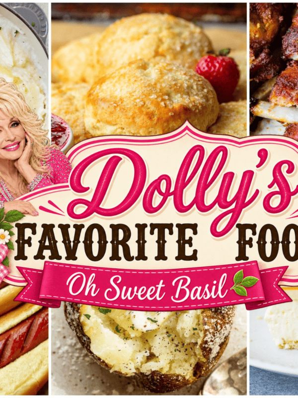 a collage of Dolly Parton's favorite foods