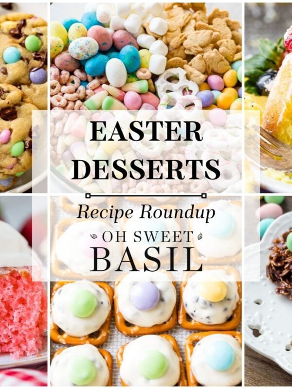 a collage of easter dessert photos
