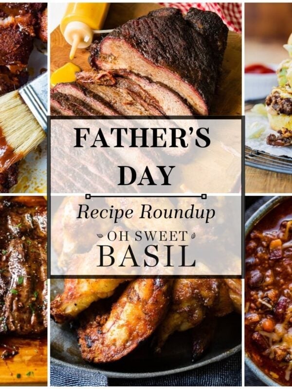 collage of favorite father's day main dishes