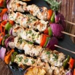 Greek Chicken Souvlaki is the easiest most flavorful chicken on the grill! ohsweetbasil.com