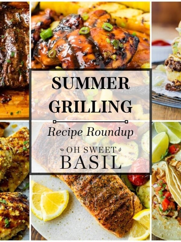 a collage of summer grilling recipes