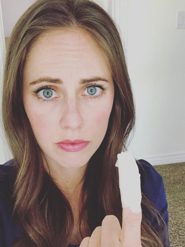 A photo of me with a bandaged finger.