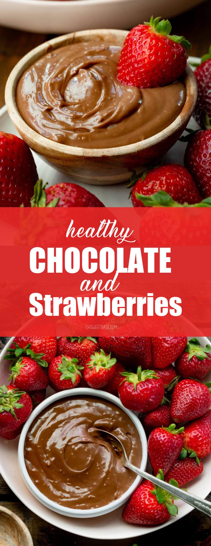 a photo of a platter full of bright red whole strawberries surrounding a small bowl of creamy chocolate dip