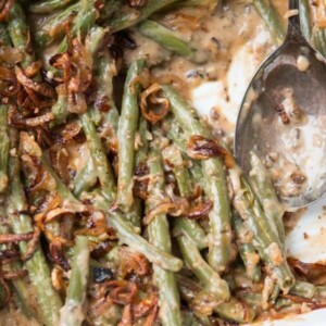 We all grew up on green bean casserole with cream of mushroom soup, but it's time to kick things up with Heritage Green Bean Casserole with Crispy Shallots.
