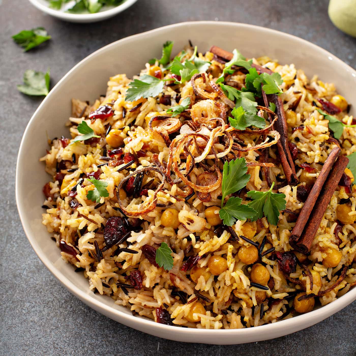Wild Rice and Chickpeas with Crispy Shallots