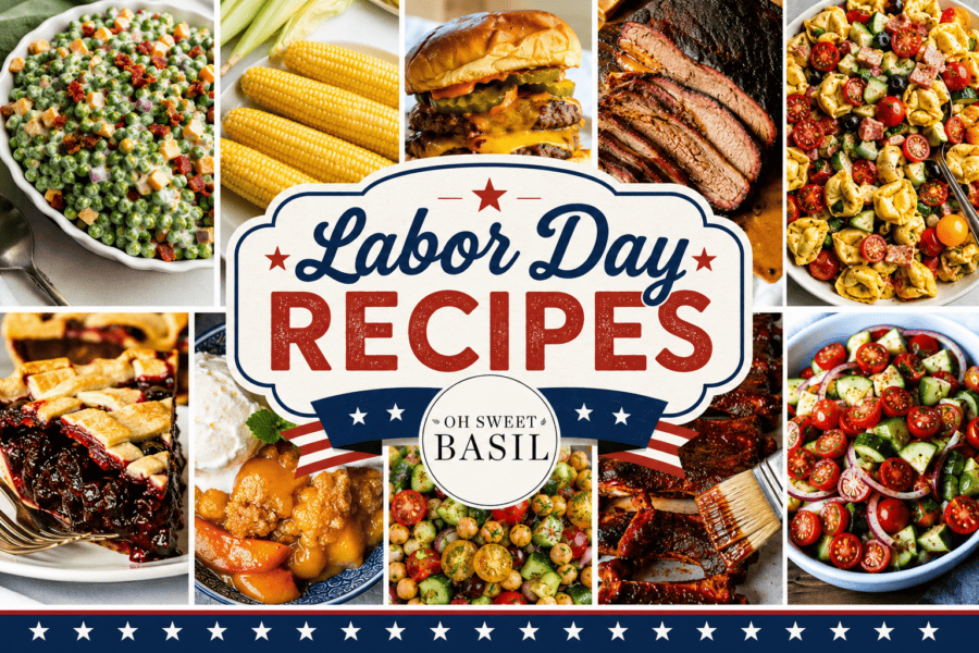collage of recipes to make for Laboor Day weekend