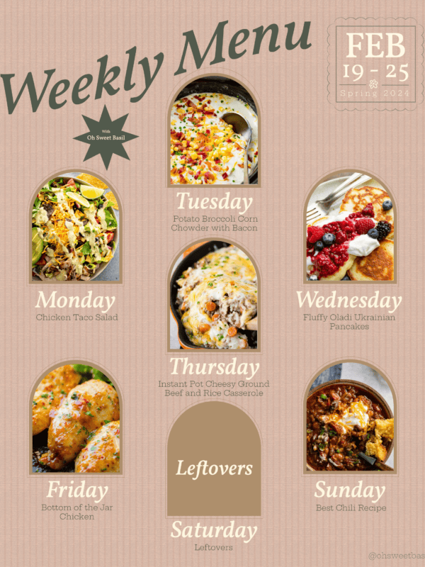 a graphic showing a weekly menu plan