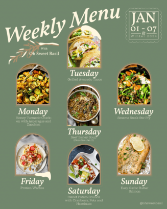 a graphic showing a menu plan for each day of the week