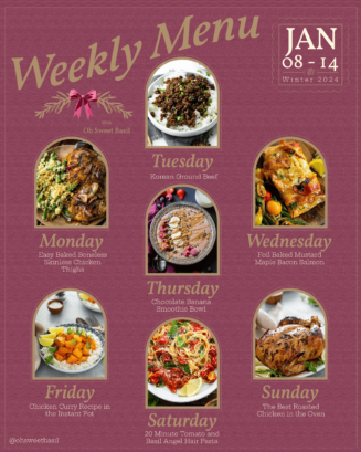 a graphic showing a weekly menu plan