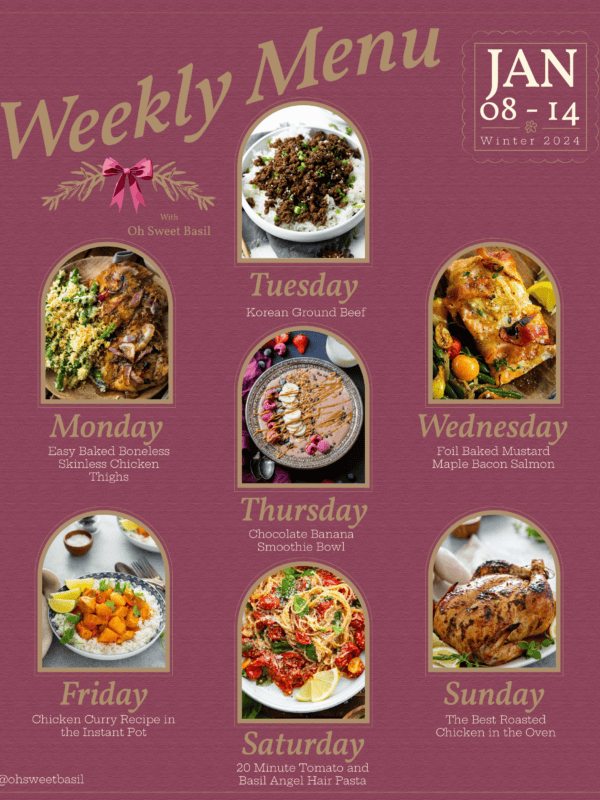 a graphic showing a weekly menu plan