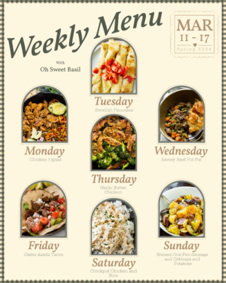 a graphic showing a weekly menu plan
