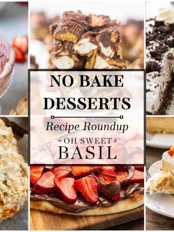 a collage of no bake desserts