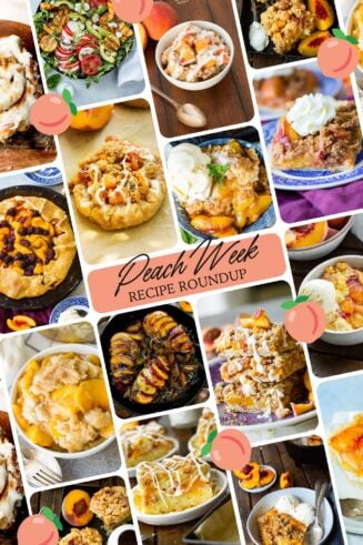 a photo of collage of several peach recipes