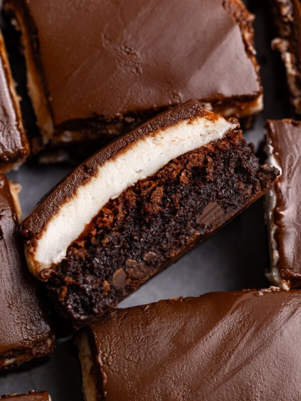 Rich chocolate brownie with a gooey center and smooth chocolate frosting. Perfect for dessert lovers and chocolate craving indulgence.