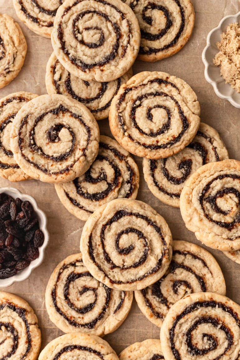 a counter full of Pinwheel Cookies