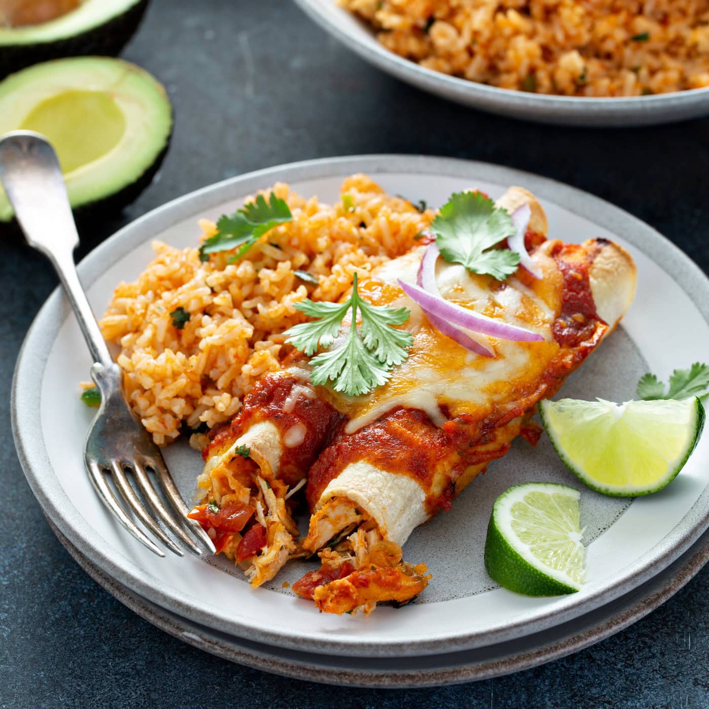 Red Chicken Enchiladas