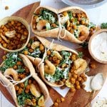 Roasted Chickpea and Garlic Caesar Salad Pitas