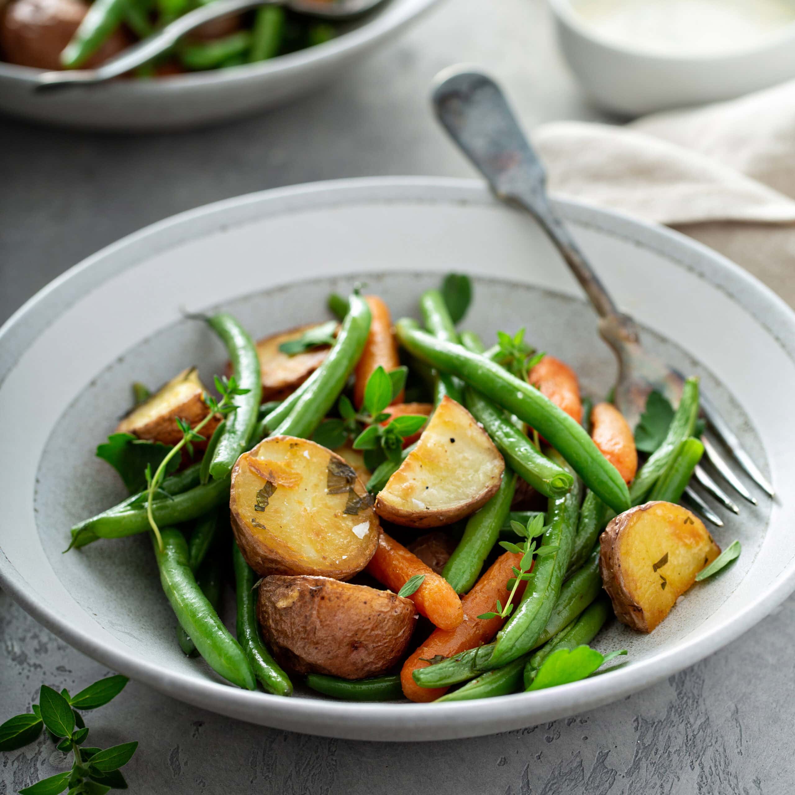 Sheet Pan Oven Roasted Potatoes Green Beans and Carrots