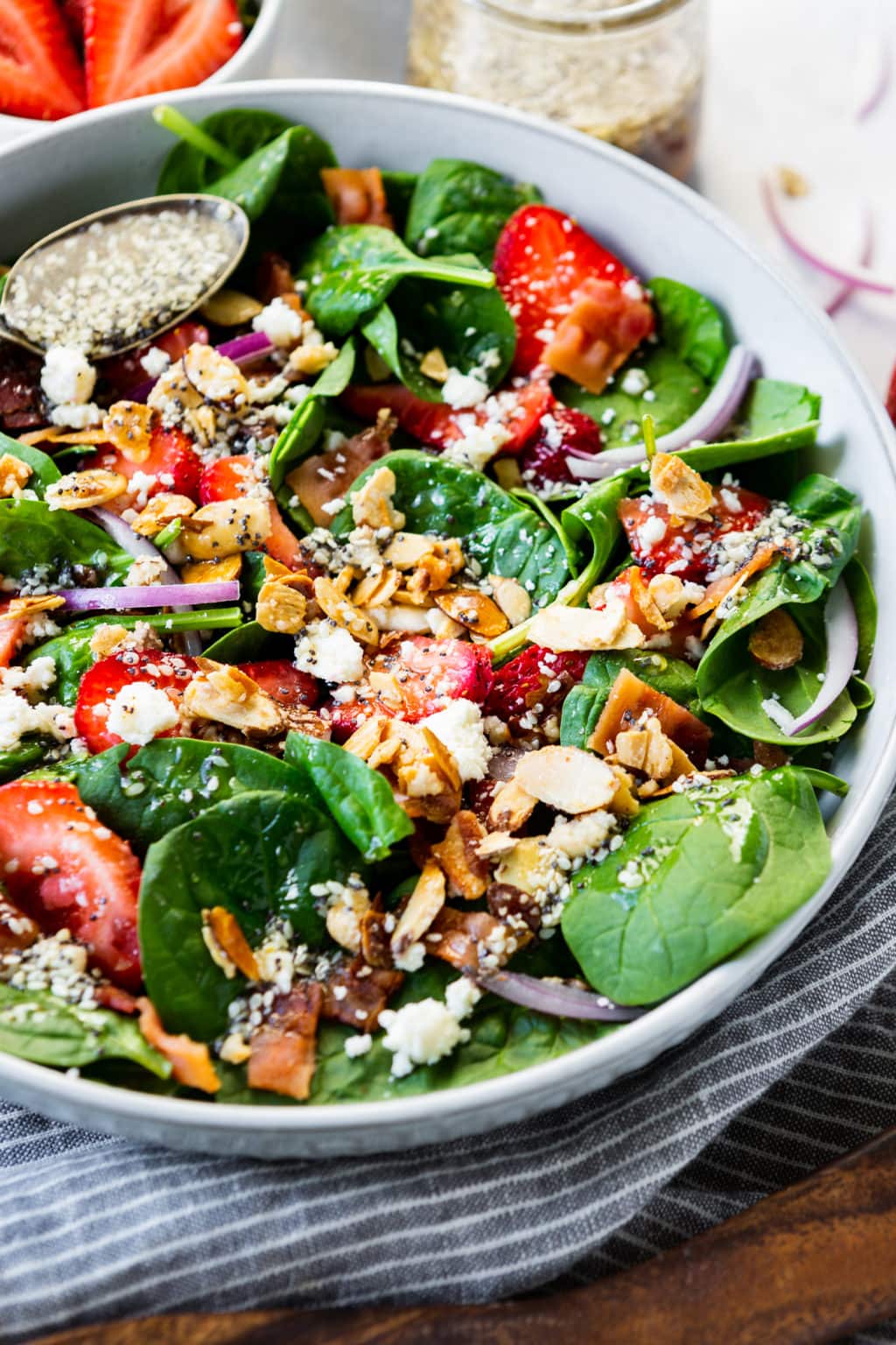 Spinach and Bacon Salad with Poppy Seed Dressing Oh Sweet Basil