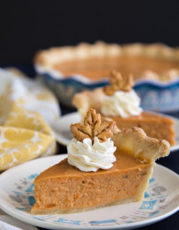 Sweet potato pie slices on plates