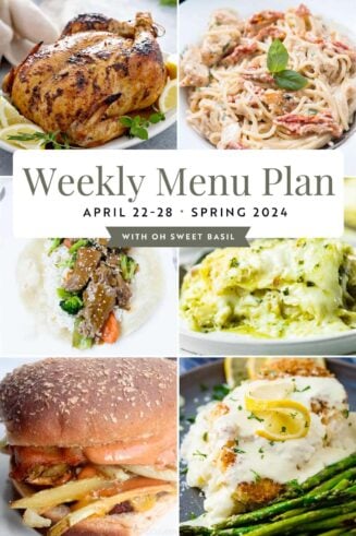 a graphic of a weekly menu plan for April 22-28