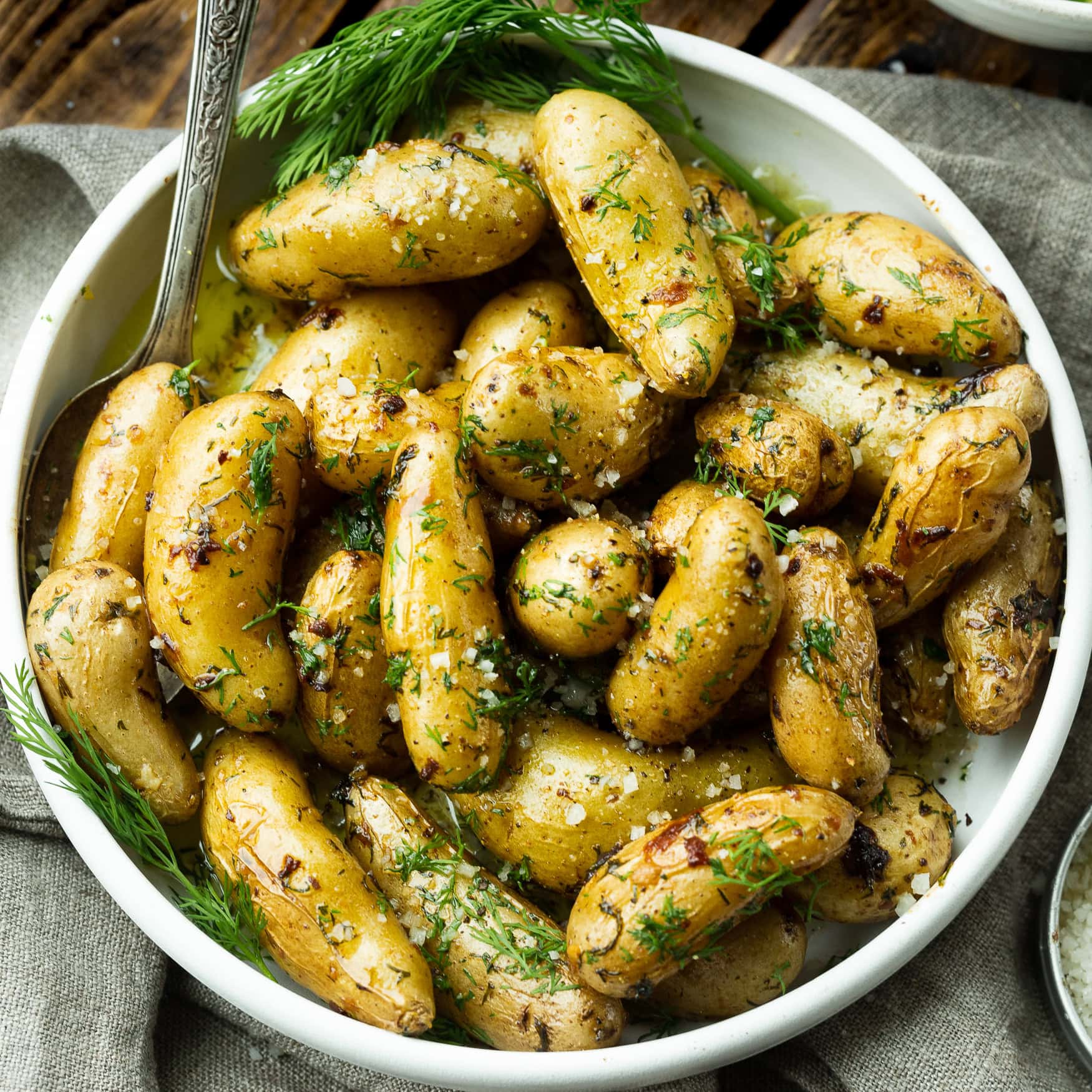 Braised Garlic Dill Fingerling Potatoes