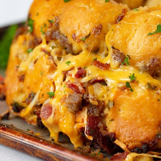 Breakfast Sausage and Apple Cheesy Pull Apart