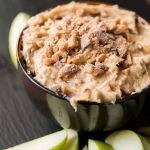 A classic, one that never gets old, toffee apple dip. Creamy dip full of brown sugar and little bits of milk chocolate toffee. It's apple's best friend. ohsweetbasil.com