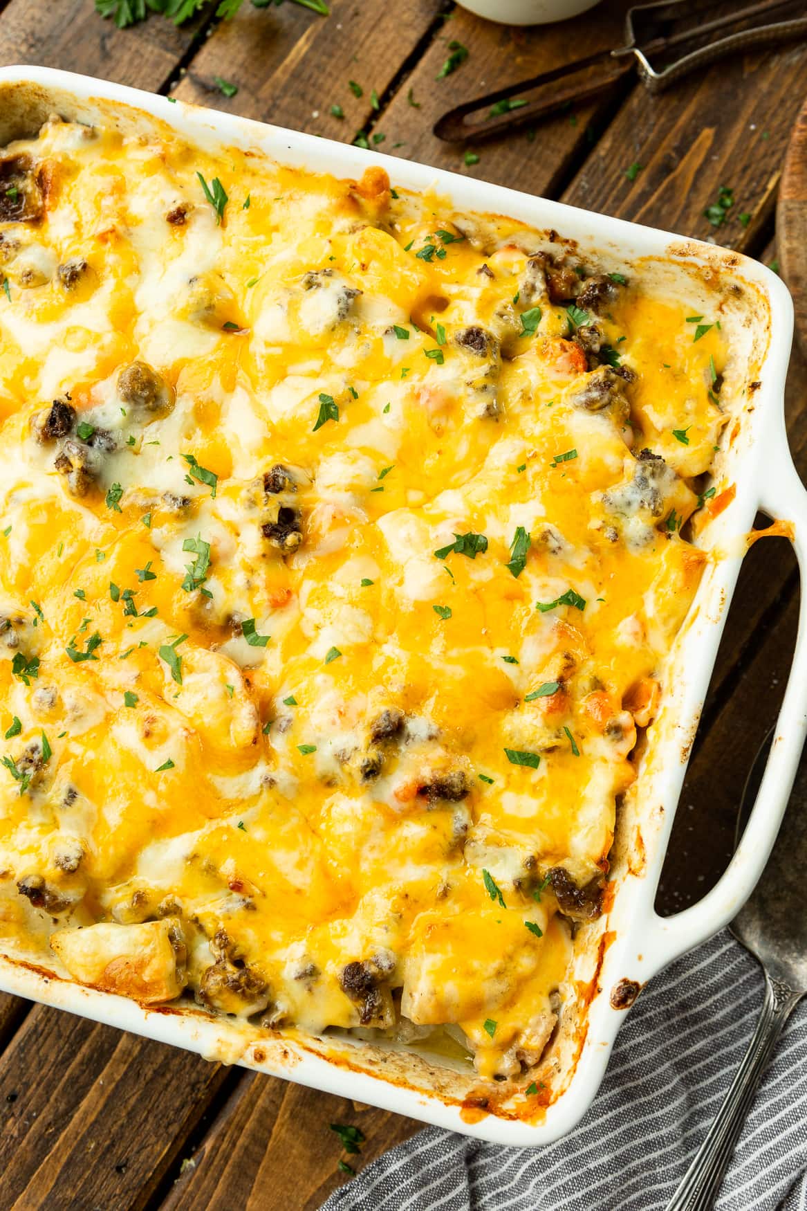 Cheesy Ground Beef and Potato Casserole [+Video] Oh Sweet Basil