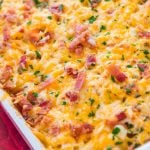 This quick and easy dinner idea is great for all year round. Cheesy chicken bacon ranch casserole is full of pasta and even kids love it! ohsweetbasil.com